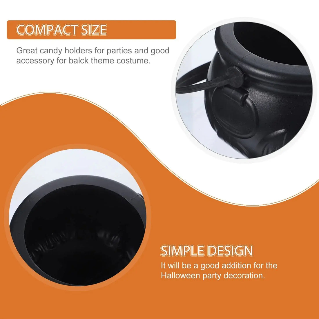 Candy Pot Halloween Flame Stripes Bucket Witch Basket Black Pot Kettle Trick Pumpkin Holder Goodie Photo Costume Decorate ﻿