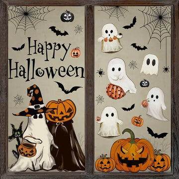 Halloween Window Stickers Pumpkin Living Room Glass Window Decoration Electrostatic Stickers Ghost Helloween Stickers