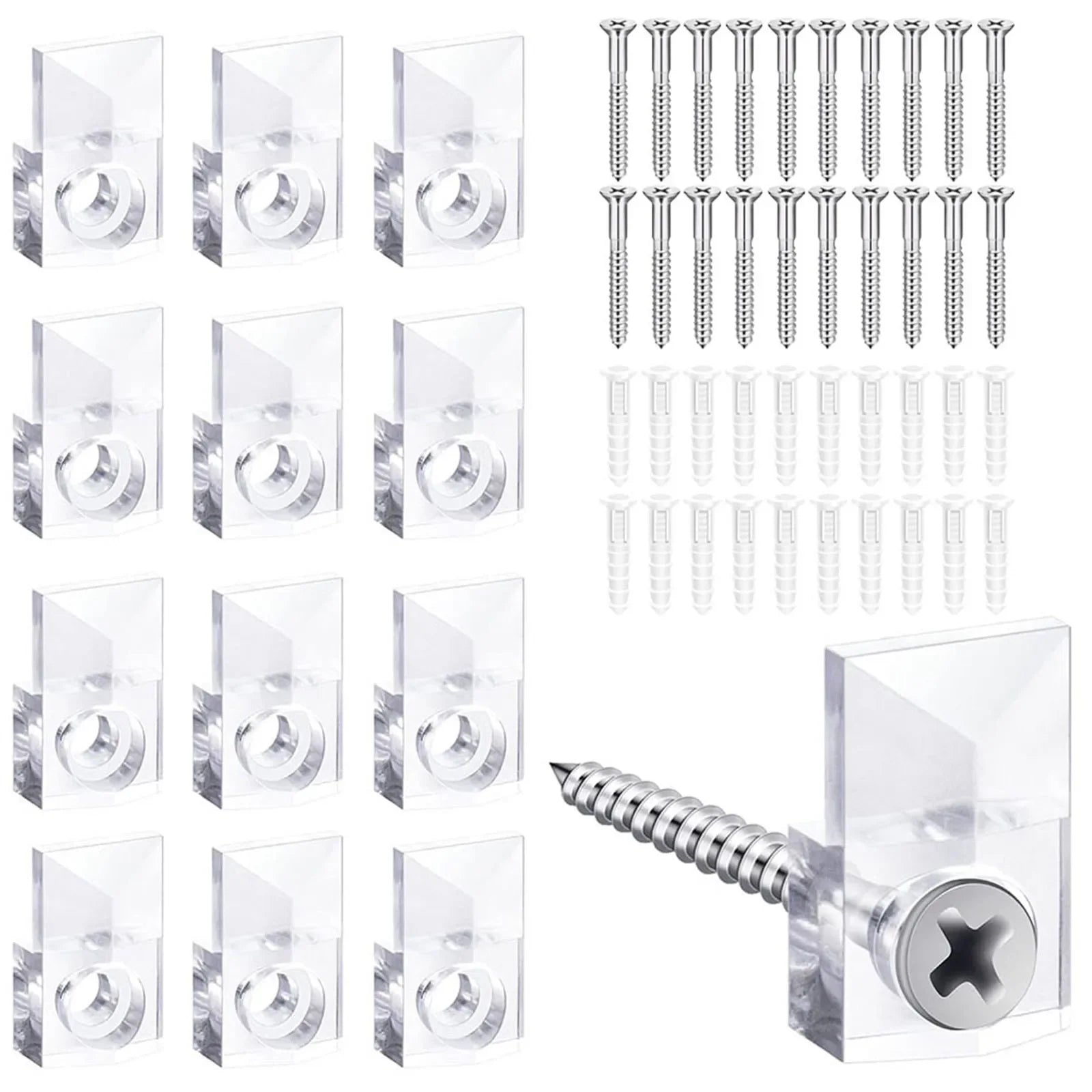 Install Mirrors with Ease 20 Sets of Mirror Holder Clips Kit Includes Screws and Anchors for Convenient Mounting