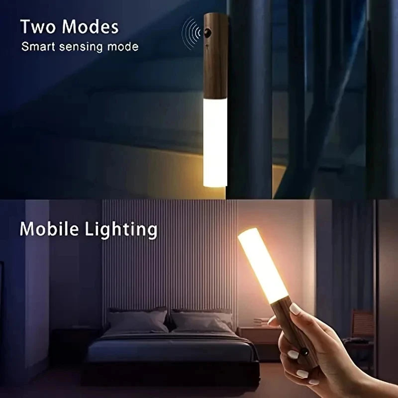LED Night Light Intelligent Human Body Induction Lamp USB Charging Smart Motion Sensor Wall Lamp Household Toilet Wall Induction