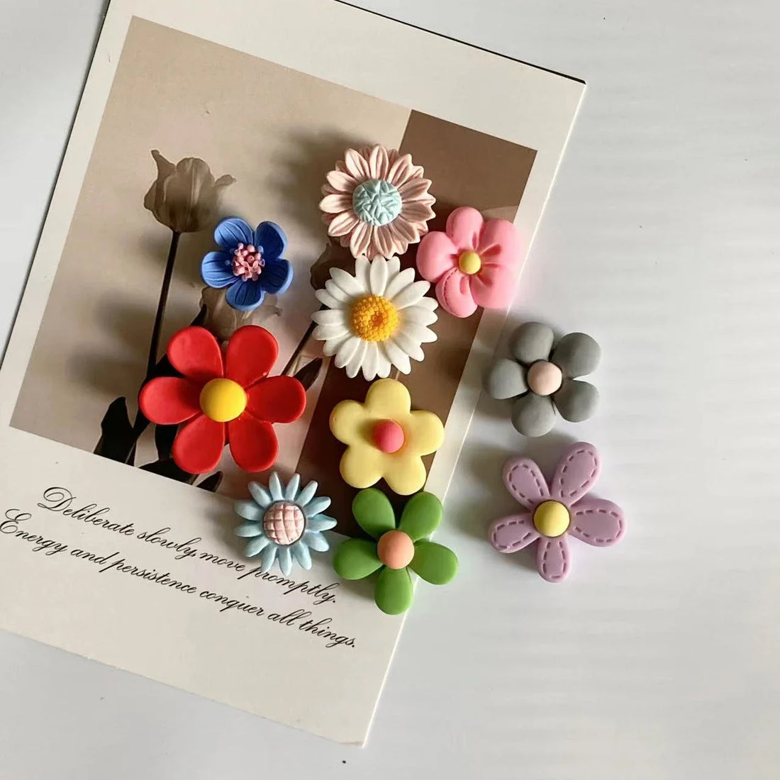 10Pcs Mixed Color Flower Refrigerator Photo Message Fixed Magnet Home Decoration