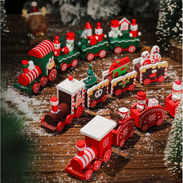 Christmas Wood Train Decoration,Christmas Ornaments With Moving Train,Home Noel,Happy New Year 2025 Gifts