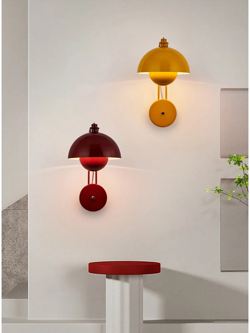 Scandinavian Minimalist Mushroom Bedside Wall Lamp Hotel Aisle Corridor Decorative Vintage Creative Led Wall Sconce Lights