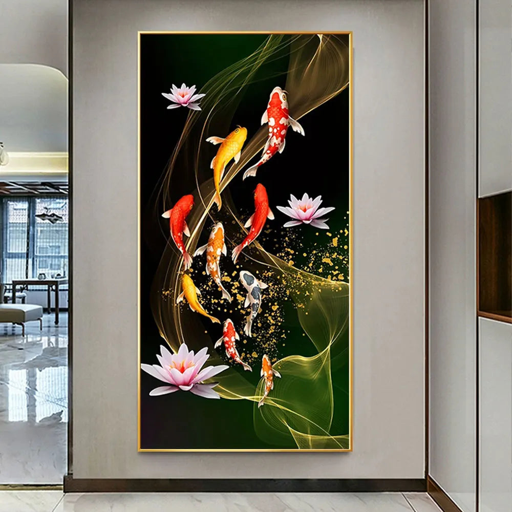 Beautiful Chinese Red Koi Carp Canvas Painting Perfect Home Decor to Bring Luck and Prosperity Prints Posters For Home Wall Art