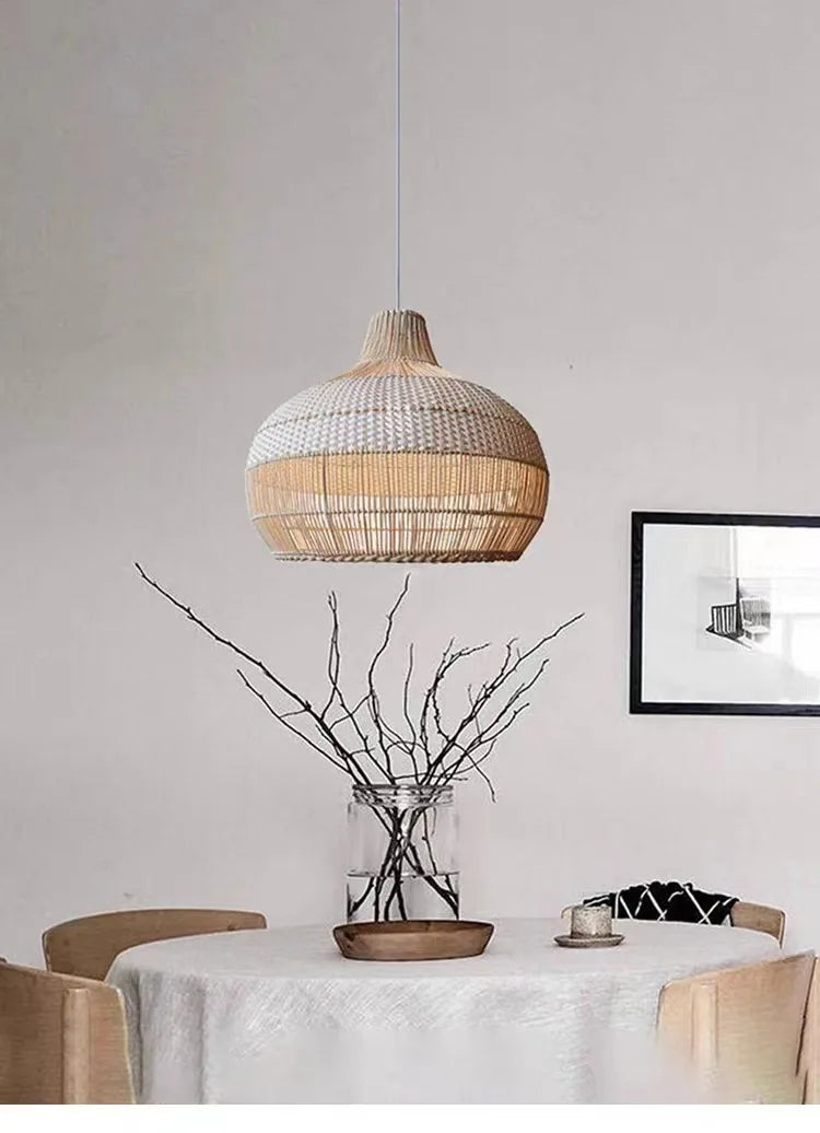35cm Restaurant Chandelier Creative Personality Rattan Lighting Simple Living Room Dining Table Rattan Art Catering Lighting