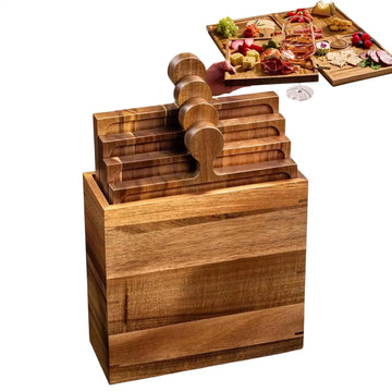 Puzzle Food Display Tray Wooden Charcuterie Board Snack Serving Tray Food Platter Appetizer Board For Meat Fruit Cheese Snack