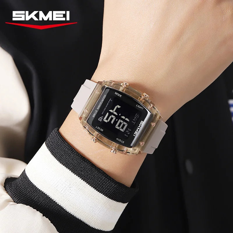 SKMEI 2409 Waterproof Electronic Watch Luxury Outdoor Countdown Stopwatch Digital Wristwatch For Man Women Calendar Led Light