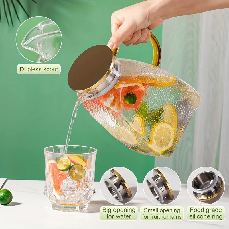 1.8L Transparent Narrow Side Glass Kettle Summer Heat-Resistant Large Capacity Tea Pot Refrigerator Water Kettle Kitchen Tool