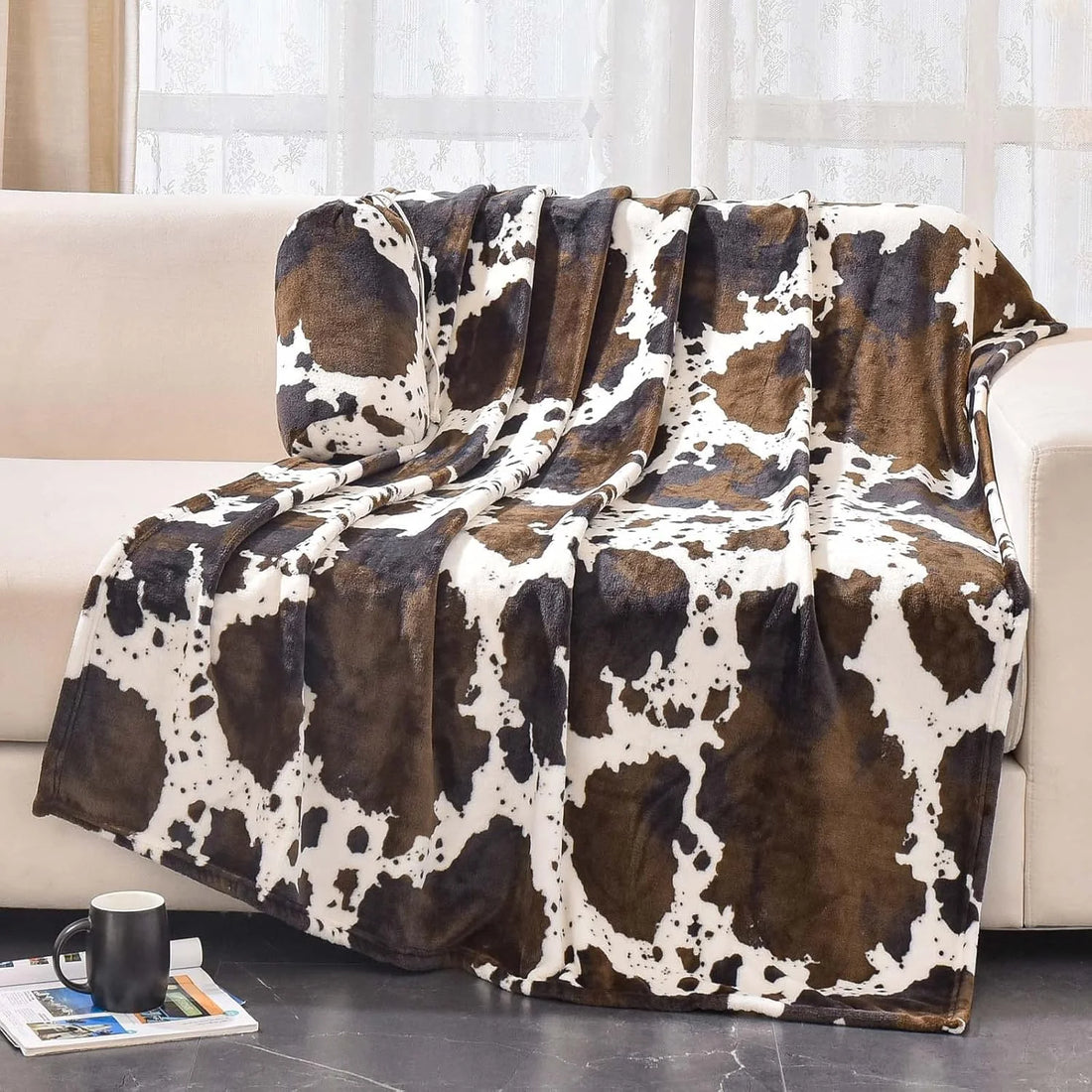 VIKAMA Cheetah Printed Flannel Fleece Wool Blanket Single Sided Plush Fluffy Bed Blanket Sofa Travel Super Soft Blanket