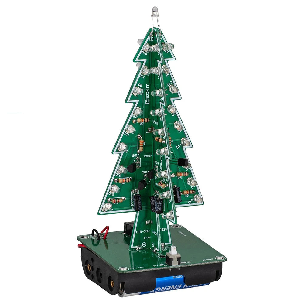 DIY 3D Christmas Tree Battery/USB Powered Soldering Practice Kit Easy Installation Flashing Light Christmas Tree for DIY Lovers