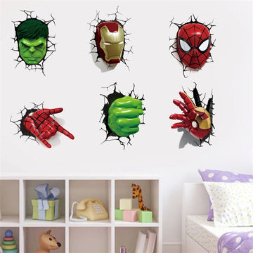 3D superhero spider wallpaper stickers for children's rooms, boys' bedrooms, self-adhesive home wall decorations, vinyl stickers