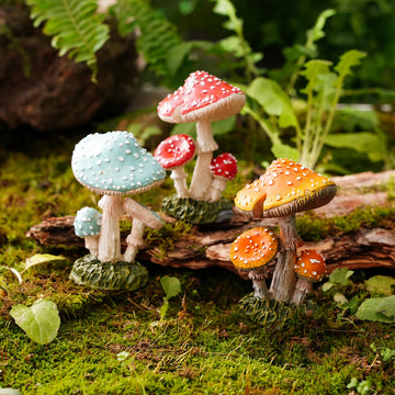 1PC, three-dimensional simulation of three small mushroom decorative ornaments, resin material garden decorative ornaments