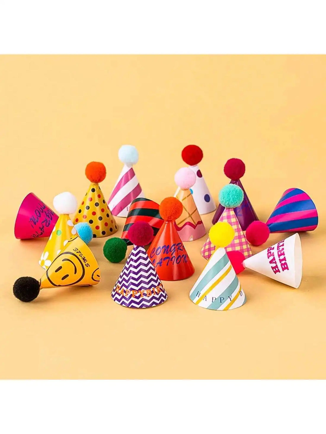 15Pcs/SET Mini Birthday Hat Cake Toppers DIY Cake Decoration Kids Birthday Cake Top Flages Baby Shower Cupcake Toppers