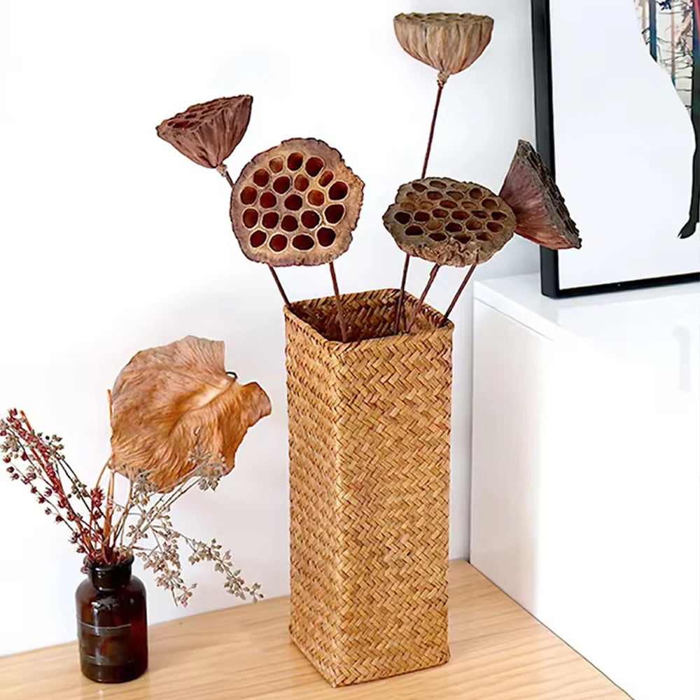 Handmade Woven Flower Vase Creative Flower Basket Weaving Room Flower Arranger Gypsophila Dried Flower Pot Home Decoration