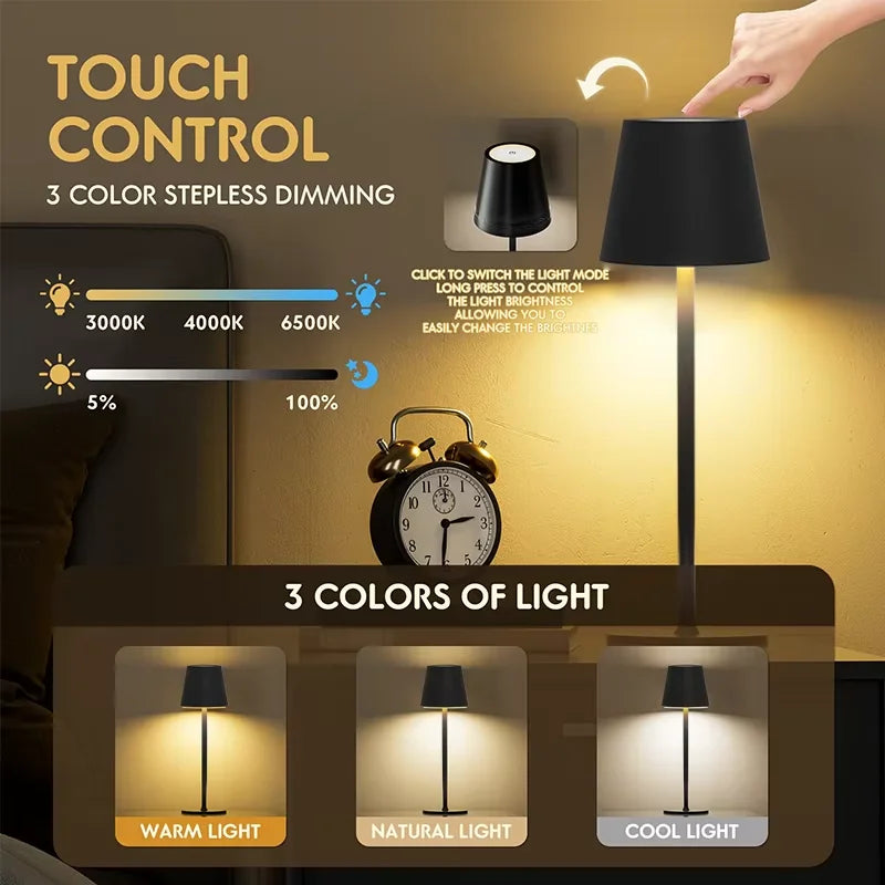 LED Desk Lamp Rechargeable Table Lamp Bar Ambiance Wireless Touch Wine Bottle Lamps Waterproof Led Lights Infinitely Dimmable