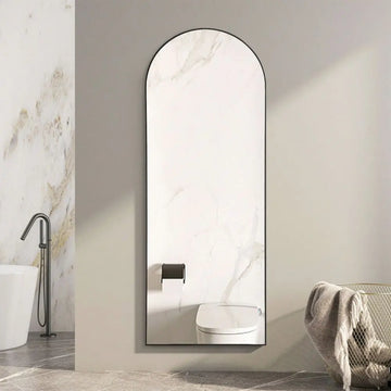 Full Length Arched Mirror 64 X21, Full Body Mirror with Stand for Bedroom, Wall Mounted or Leaning, Thin Aluminum Frame