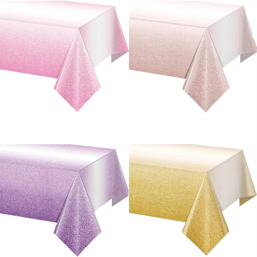 Holographic Colorful Tablecloth Decorations Shiny Iridescent Laser Table Covers for Birthday Wedding Party Gradient Tableware