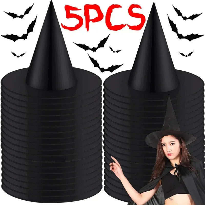 Halloween Hat Black White Witch Cap Halloween Home Party Hanging Decorations Cosplay Props Festival Favor Wizard Hats Kids Toys