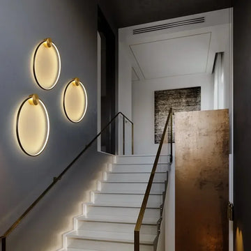 Brass Ring LED Wall Lights Home Art Deco Free Collocation Sconce for Parlor Dinning Room Bedside Stairs Nordic Round Lamp