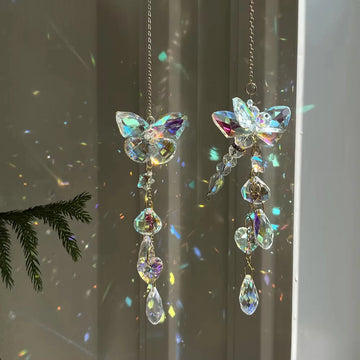 Garden decoration window hanging hand-woven butterfly dragonfly crystal sun catcher wind chime pendant