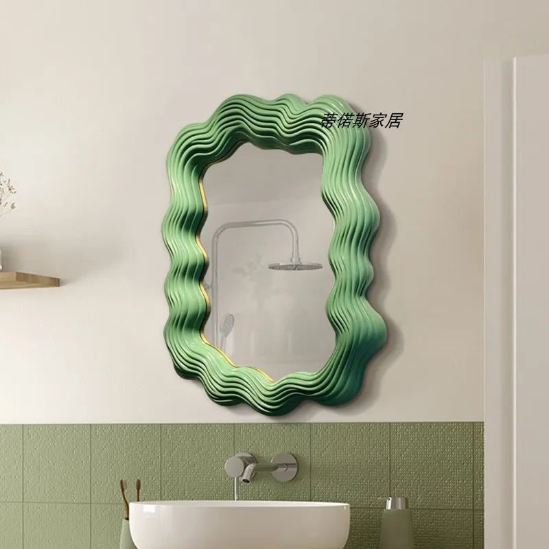 Wavy Art Mirror Wall Aesthetic Vanity Irregular Funky Mirror Luxury Big Hanging Asymmetrical Espelhos Living Room Decorations