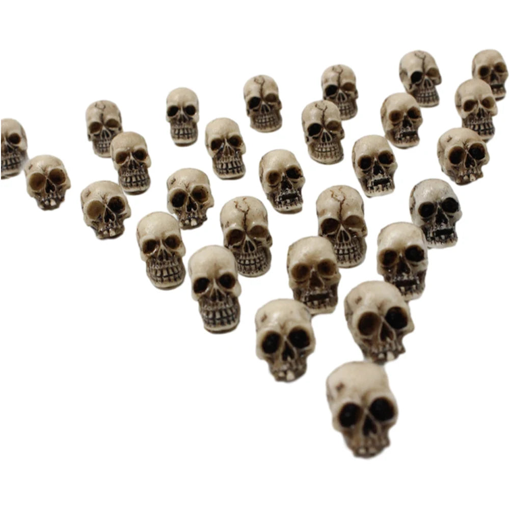20-60Pcs Mini Skull Model Collectable Halloween Gothic Skull Sculptures Festival Theme Landscape Garden Potted Plant Decor