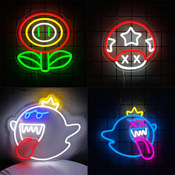Neon Sign King Boo The Ghost Face LED Neon Light  Sign for Game Room Decor Gaming Light Accessory Gifts for Boy Room Decor