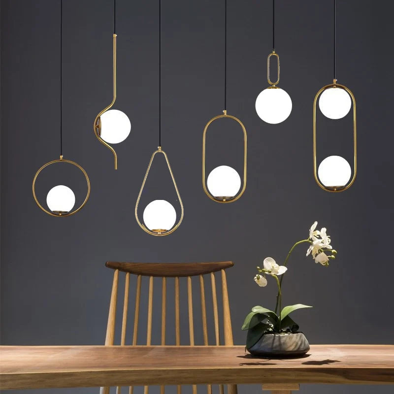 Dining Room Kitchen Pendant Light Suspension Hanging Lamp Ceiling Decoration Bedroom Glass Ball Chandelier Lighting Luminaria