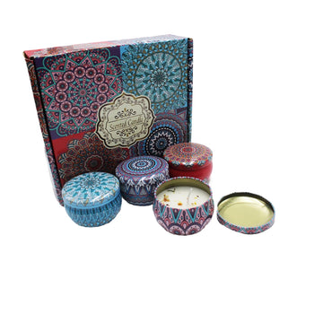 Set Of 4 Scented Candle Boxes (4 Fragrances) , Candles For Stress Relief, Relaxation, Yoga, And Holiday Gifts，Color box packing