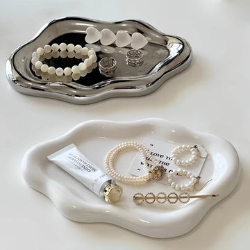 Cloud-Shaped Jewelry Tray Decorative Plate for Rings Earrings Bracelets & Necklaces Plastic Vanity Tray for Women Bedroom Decor