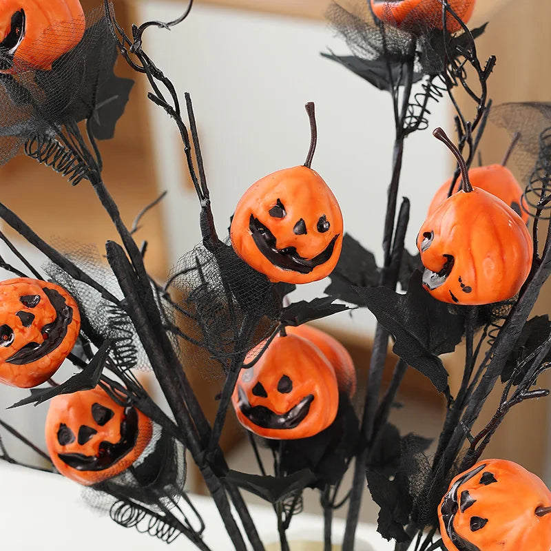 Halloween Grimace Pumpkin Black Maple Horror Grimace Pumpkin Bouquet Home Halloween Party Decorations