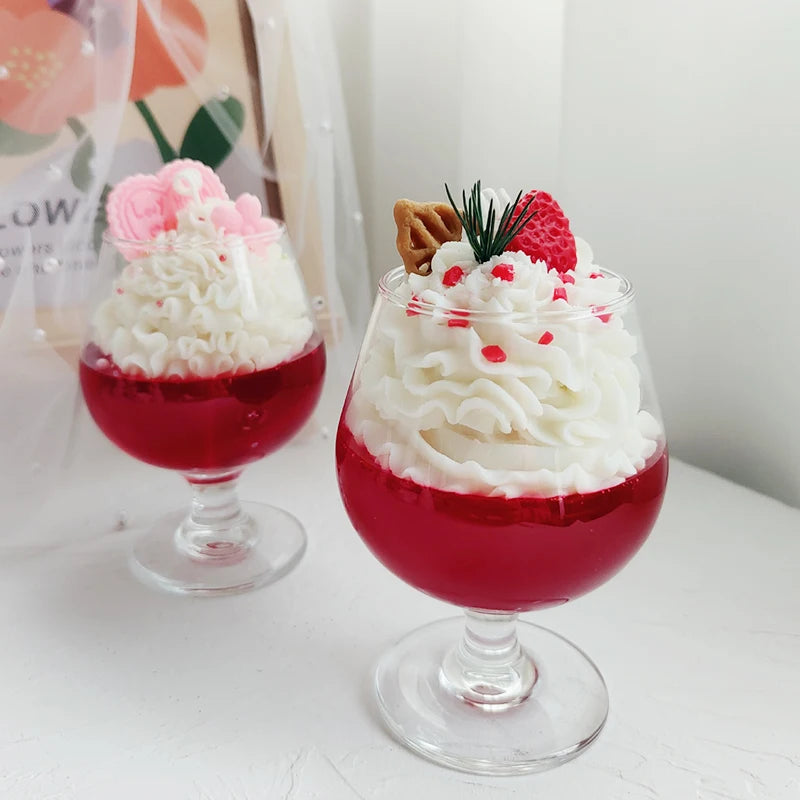 Romantic Creamy Red Wine Glass Scented Candle Soy Wax Dinner Decoration Handmade Gift Perfect for Birthday Parties