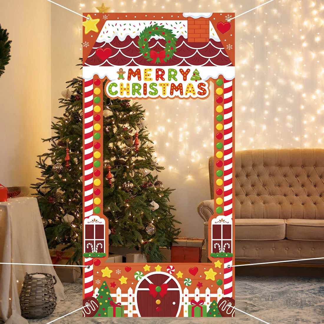 Christmas Photo Booth Frame Christmas Decoration for Home 2025 Photo Props Frame Xmas Ornament Navidad Natal New Year Gift 2026