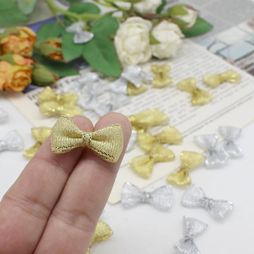 50/100pcs 15mm-30mm Gold and silver Handmade Ribbon Bows for Crafts Wedding Invite Decorative Embellishment Scrapbooking