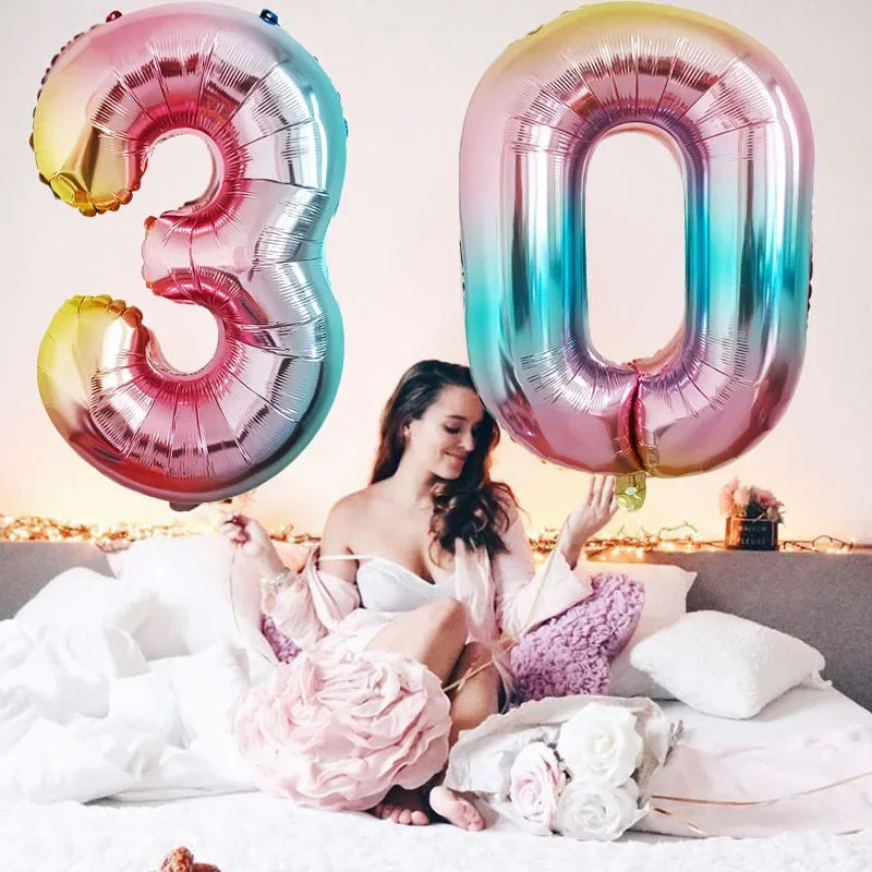 32/40 Inch 0-9  Number Balloons Big Foil Birthday Rose Gold Balloon Helium Happy Birthday Wedding Party Decorations Supplies