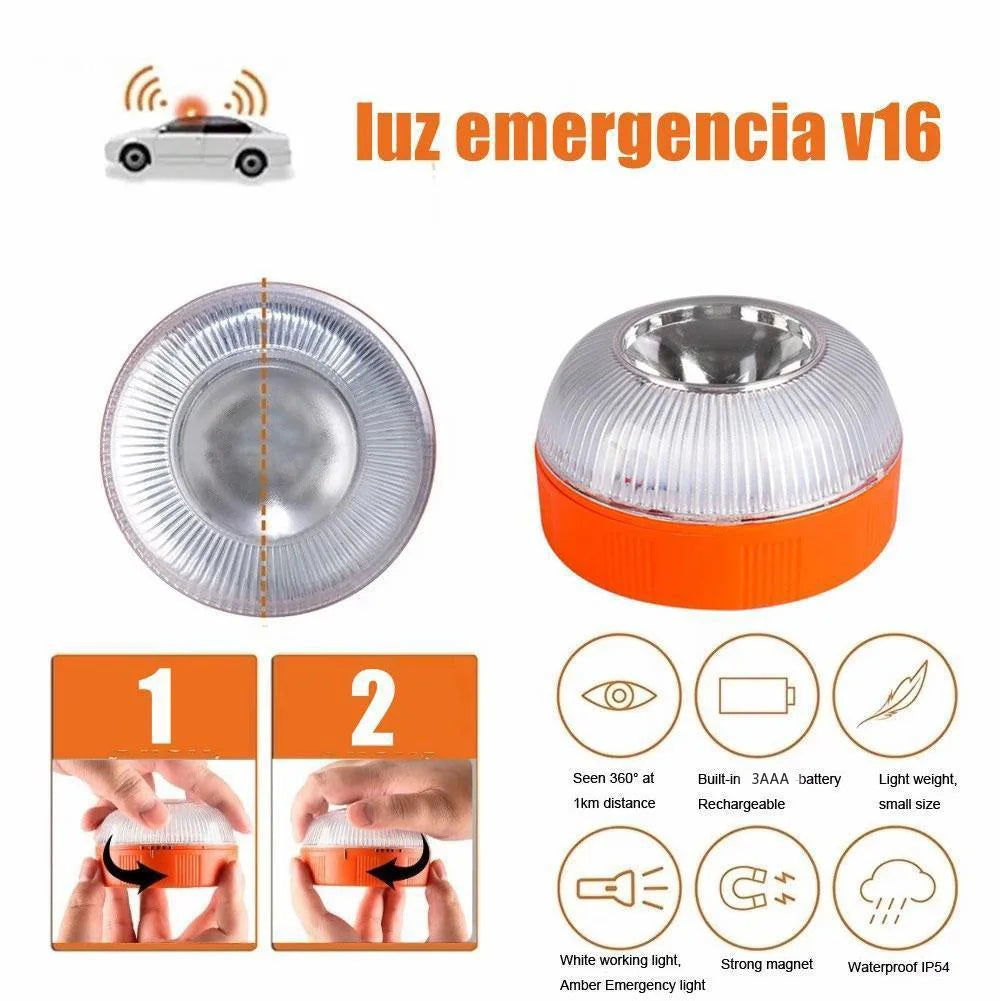 Magnetic Emergency Beacon Light for Cars - Strobe Flashing Warning Lamp, Vehicle Safety Signal Light (Battery Not Included, V16