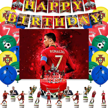 Cristiano&Ronaldo Theme Child Birthday Party Decoration Football Player Cr7 Balloon Banner Backdrops Cake Toppers Kid Adult Gift