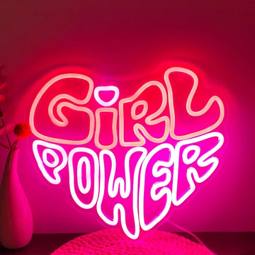 Girl Power LED Neon Sign Dimmable USB Neon Light for Teen Bedroom Vanity Dormitory Girls Room Salon Boutique Studio Wall Decor