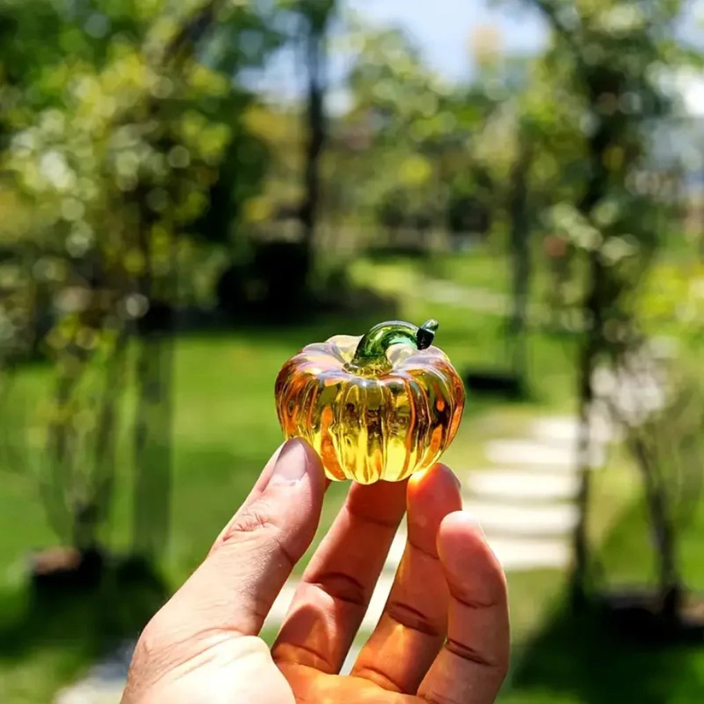 Crystal Glass Pumpkin Decor Figurine Halloween Pumpkin  Thanksgiving Table Decoration Glass Crafts Souvenir Home Decor