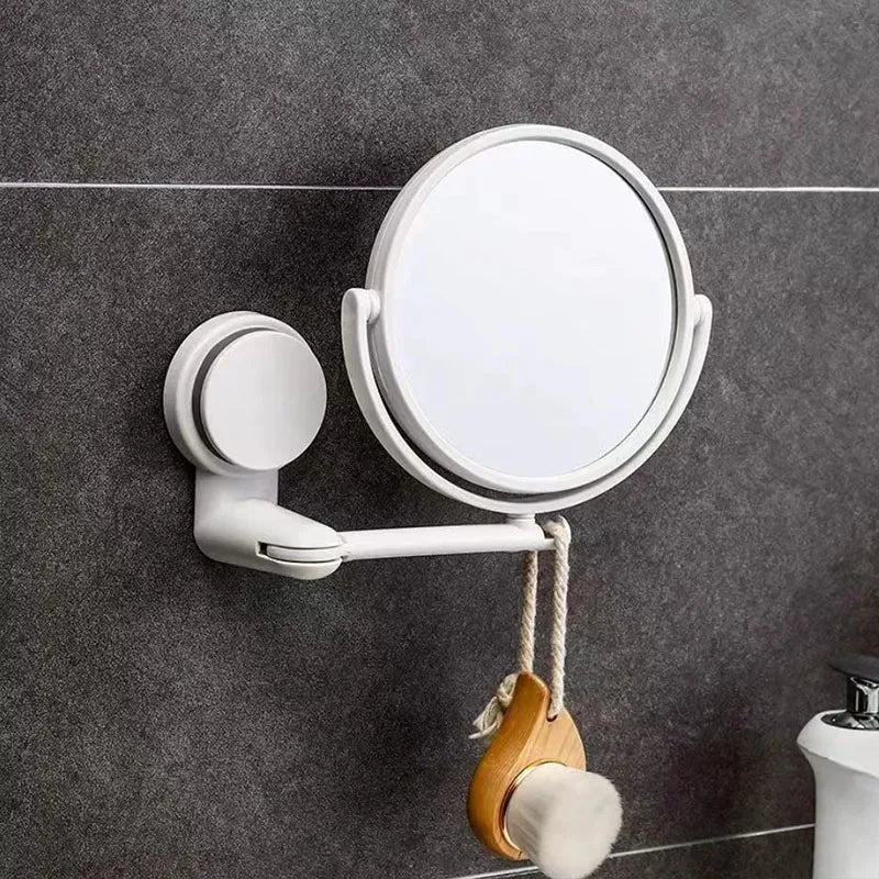 Foldable Bathroom Makeup Mirror Wall-Mounted 2-Sided Bathroom Mirror 360° Rotation Adjustable Vanity Makeup Mirror