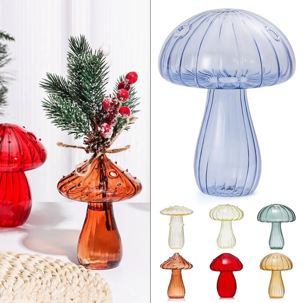 Transparent Mushroom Shaped Vase Simple Hydroponic Flower Bottle Glass Vase Aromatherapy Bottle Pumpkin Glass Home Decoration