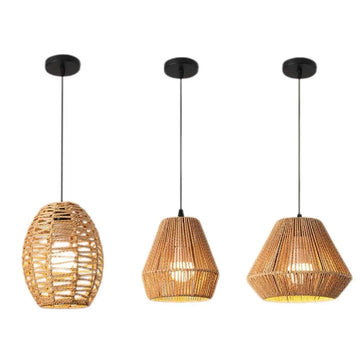 Boho Pendant Light Boho Vintage Household Light Fixture Ceiling Chandelier for Bedside Dining Table Library Light Lampshade E27