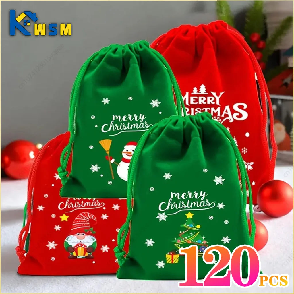 Christmas Drawstring Gift Bags Sugar Cookie Storage Bags Gift Bags for Christmas and New Year Celebrations Christmas Decoration