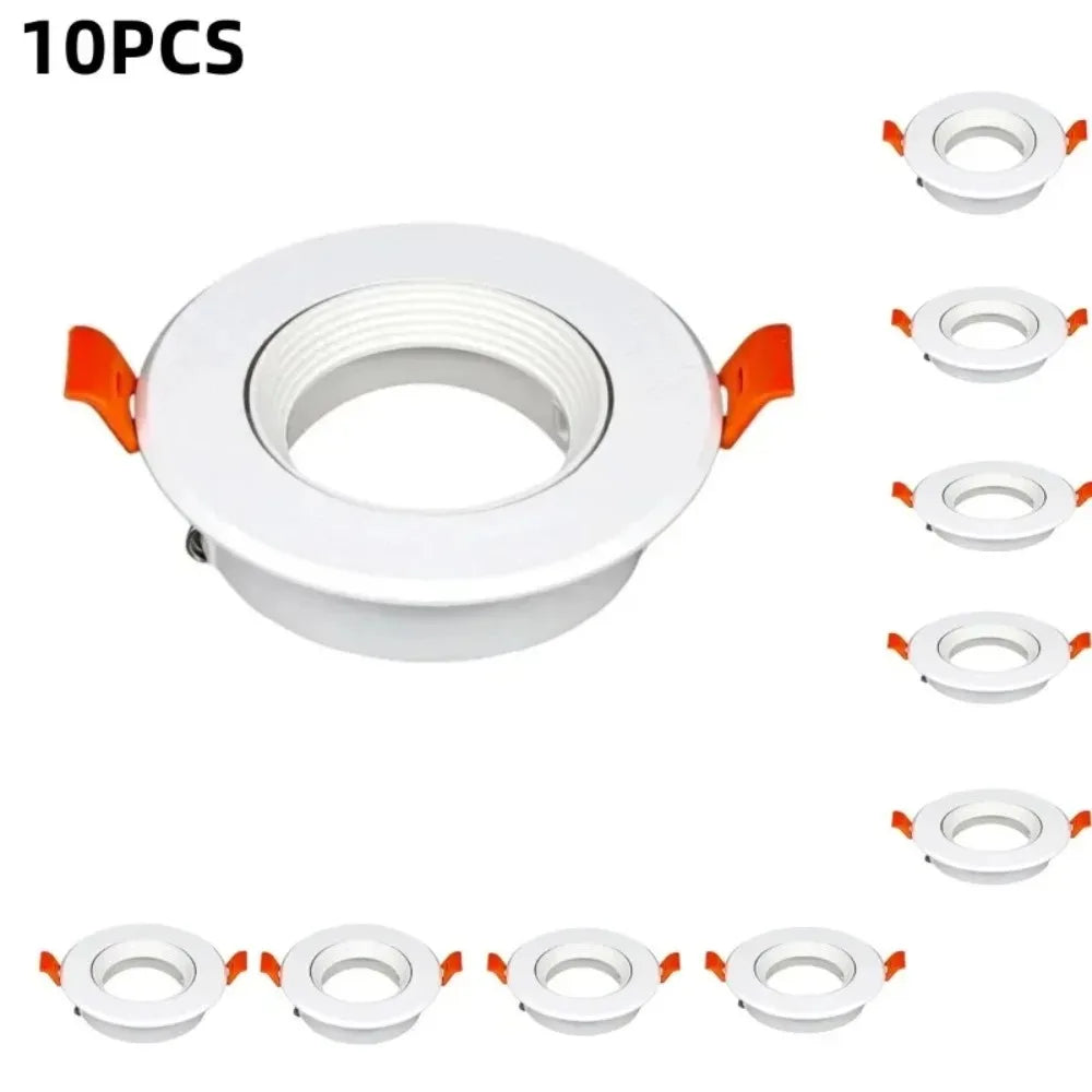 JOYINLED 10Pcs 75MM Cut Out Size Round Recessed Movable Rotate Plastic MR16 GU5.3 GU10 Spotlight Fixture Downlight Frame