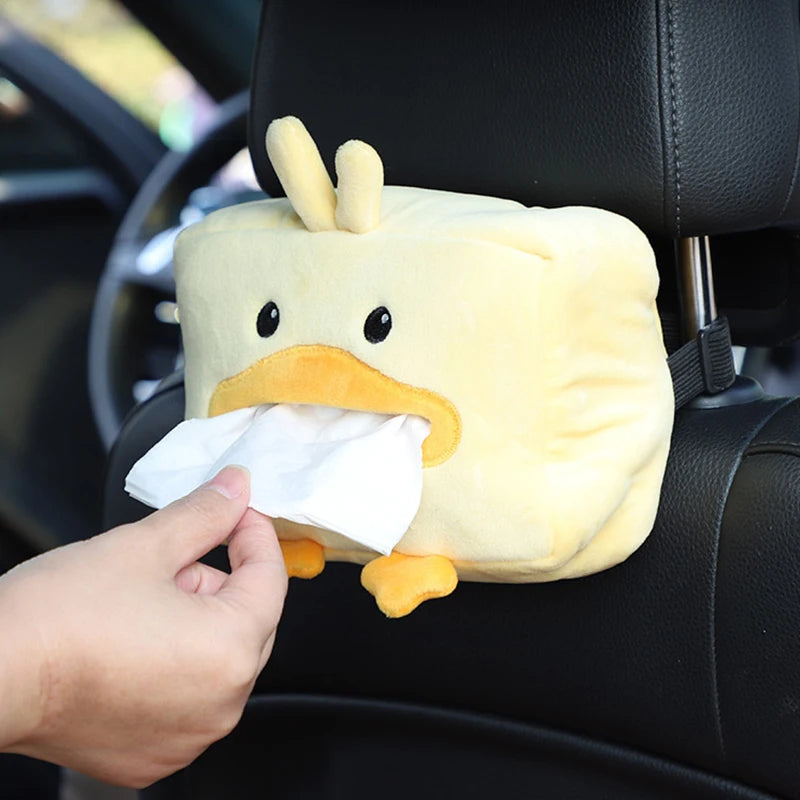 Cartoon Tissue Box Holder Cute Short Plush Tissue Boxes Bracket Auto Armrest Box Car Seat Back Car Decorations Car Tissue Holder