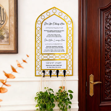 1PC window-shaped 12* 6.49-inch wall hook, golden mirror-patterned decorative snowflake board material plaque, small iron hook