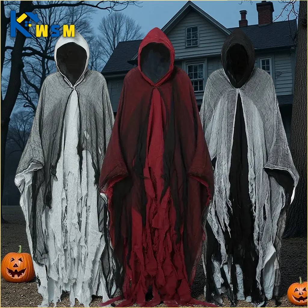 1PC Halloween Cloak Cape Zombie Skeleton Ghost Costume Cosplay Robe Scary Party Decoration Prop for Kids Adults Accessory