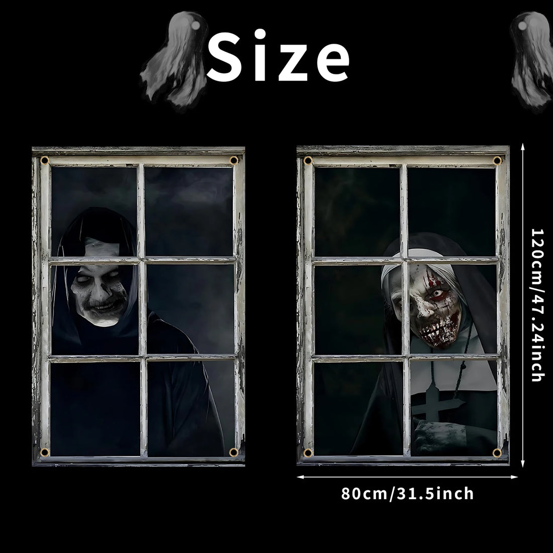 2 Pcs Scary Halloween Curtain Halloween Window Silhouette Decoration Blood Halloween Window Cover Horror Halloween Theme Window