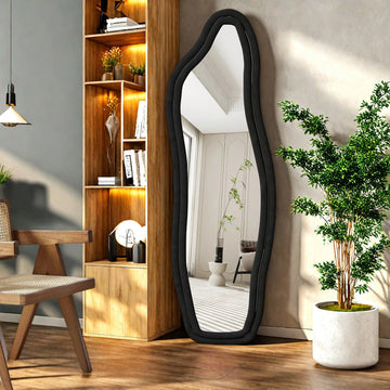 Anajqaqia Dolphin Mirror,Full-Length Mirror, 160*50cm, Velvet Frame, Available in Yellow,Black,and White, for Modern Home Decor