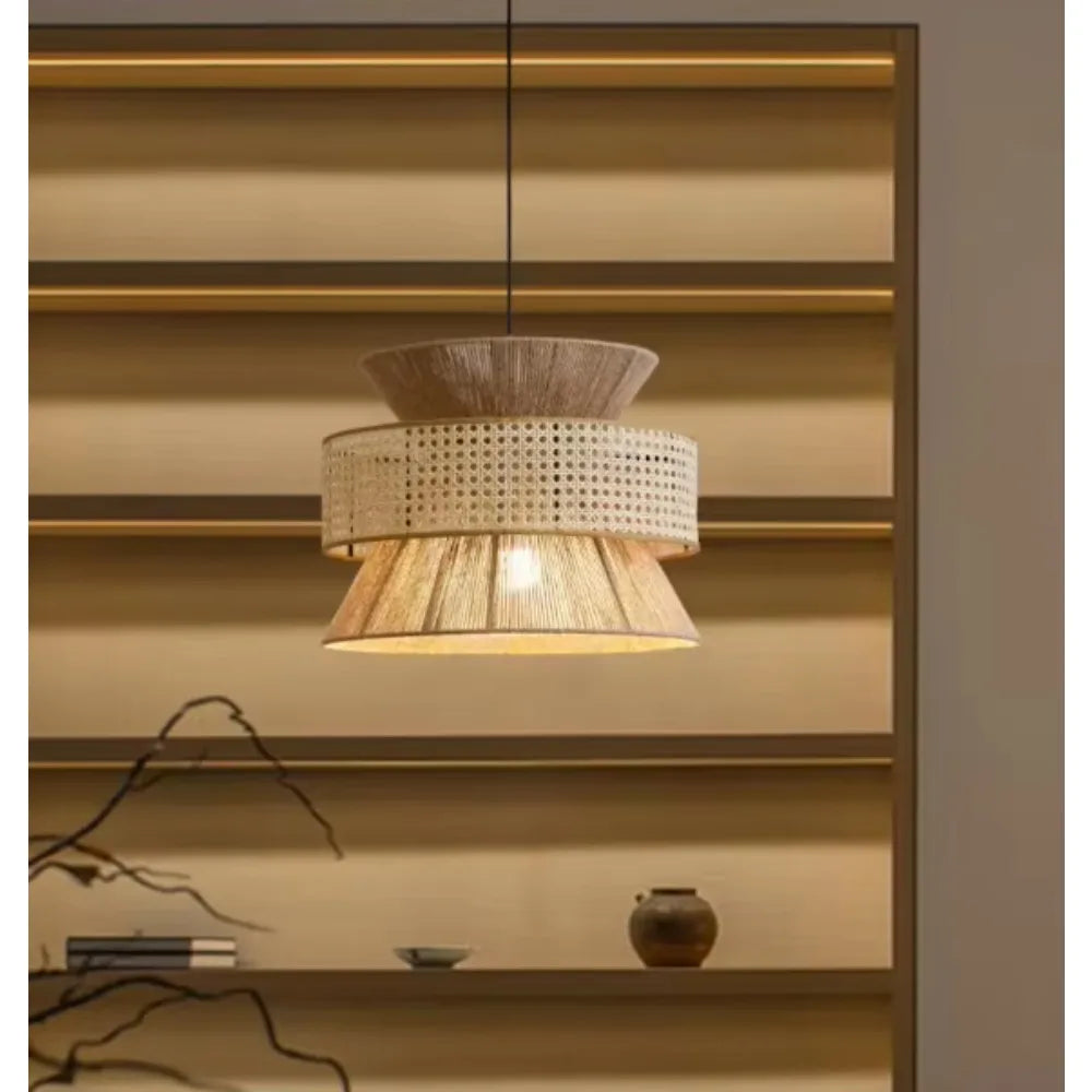 Handmade Natural White Pendant Lamp Rattan Lampshade Lampshade Frames Wholesale Hanging Lamp for Decor Made Eco Friendly Lamp